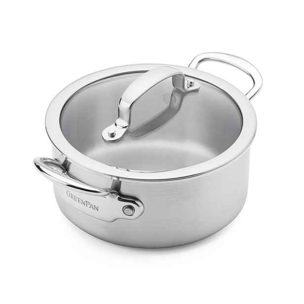 GreenPan Nerezový hrnec Premiere Pro se skleněnou poklicí, Ø 18 cm / 2,13 l CC010236-001