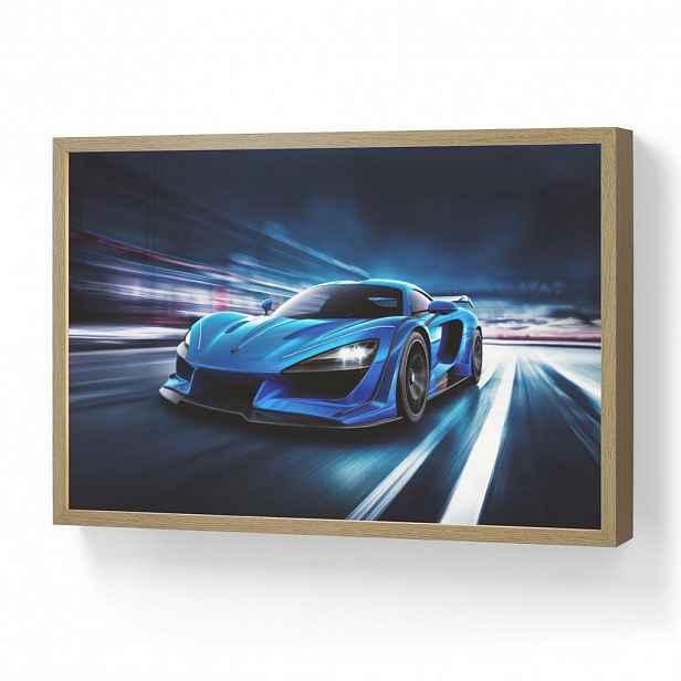 OnlyWow NÁSTĚNNÁ LAMPA S AKUMULÁTOREM Auto - Modrá - Chlapci - Dítě 60x40 cm
