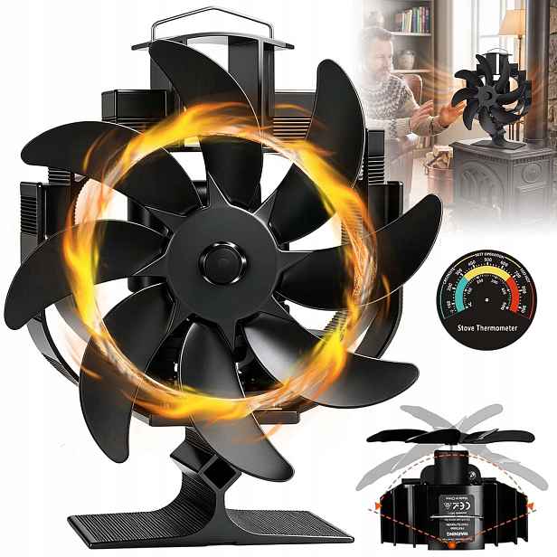 Krbový Ventilátor 8 Lopatek, Motory S Teploměrem Nevyžadují Baterie