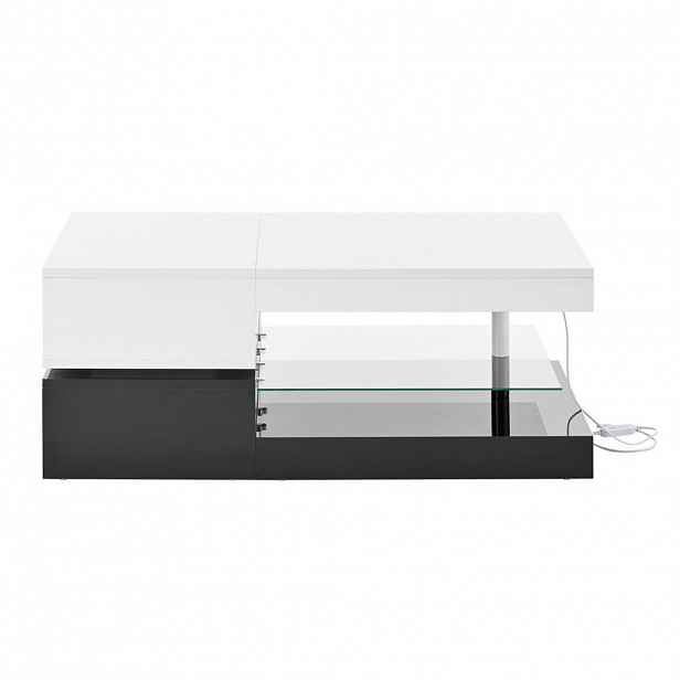 Modfu KONFERENČNÍ stolek z dřevotřísky 90x45x35,5 cm černobílý s LED osvětlením, Bluetooth ovládáním