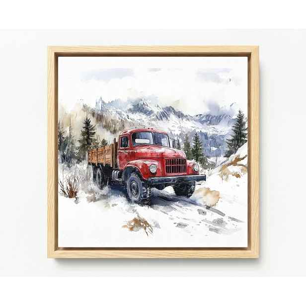 Obraz Rám American Box Auto Kamion Tatra Cesta Hory Zima 50x50