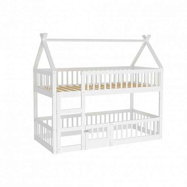 CHICFURN VYVÝŠENÁ POSTEL 90/200 cm v bílé barvě se schody