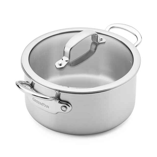 GreenPan Nerezový hrnec Premiere Pro se skleněnou poklicí, Ø 24 cm / 4,91 l CC010240-001