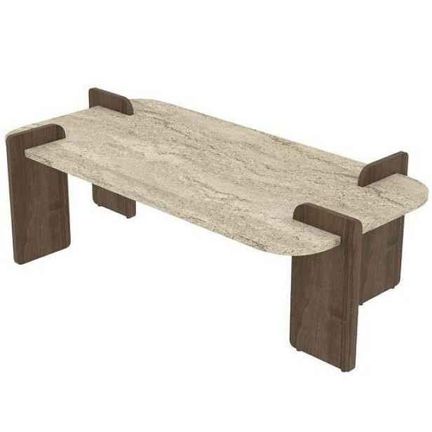 Konferenční stolek Asha Grand - Travertine, Walnut,