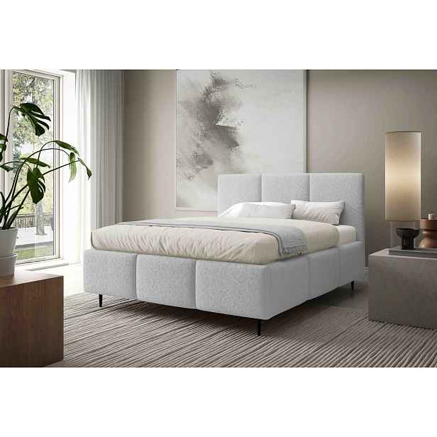 Manželská postel 160x200 VIONA LEG s úložným prostorem - světle šedá