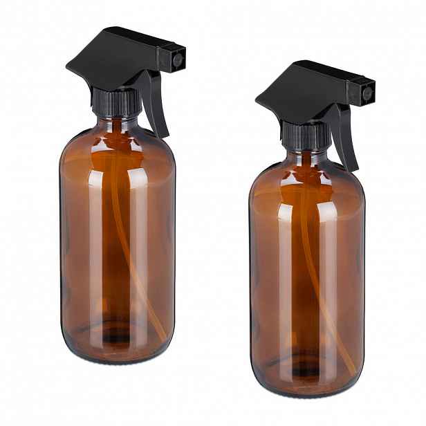 Relaxdays ROZPRAŠOVAČ Hnědý 2dílná-sada Sklo 500 ml