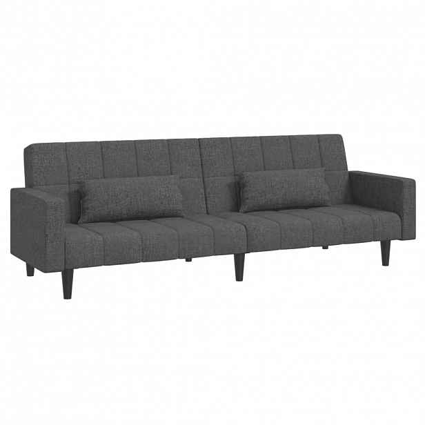 vidaXL 2místná rozkládací pohovka se 2 polštáři tmavě šedá textil