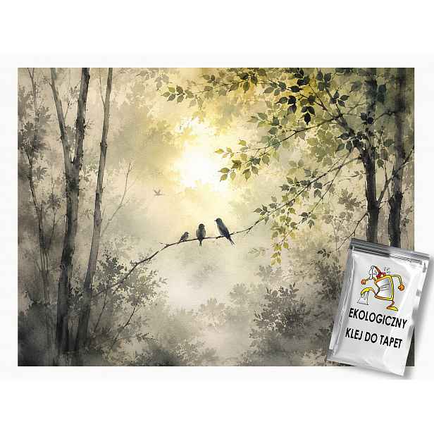 Fototapeta Flizelina Příroda Stromy Listy Les Ptáci Slunce 416x290 130g