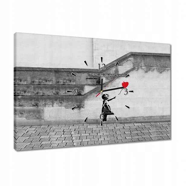 Hodiny 60x40 Banksy Dívka Hope