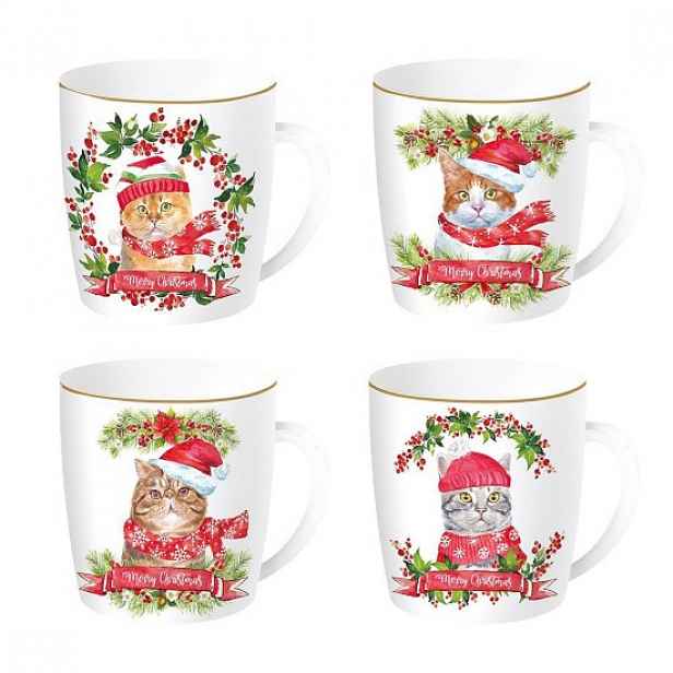 Porcelánový hrnek, 350 ml, "Christmas Cats" - značka Easy Life