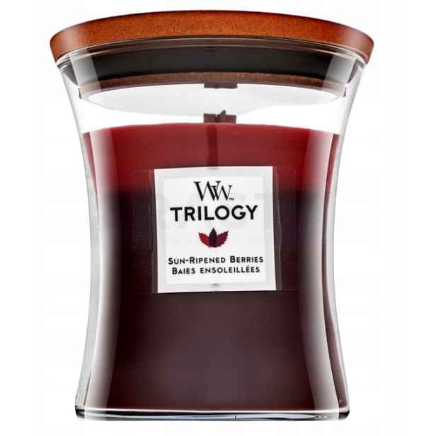 Vonná svíčka sójová Sun Ripened Berries Woodwick Trilogy Průměrná 275 g