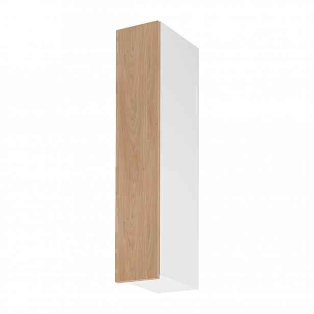 Vysoká horní kuchyňská skříňka SALERNO - šířka 20 cm, bílá / dub, levé provedení