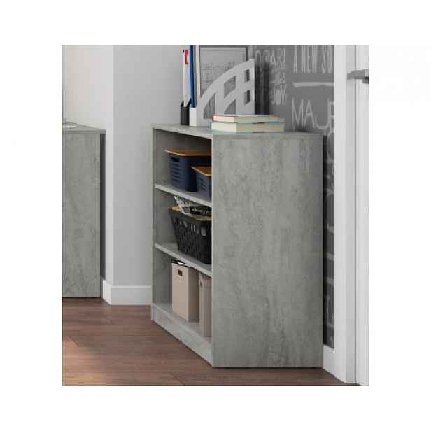 Nízký regál Carlos, šedý beton, šířka 40 cm