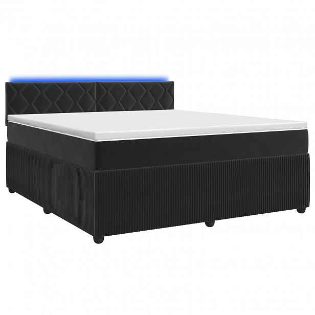 vidaXL Postel boxspring s matrací s LED pásky Černá 160 x 200 cm Samet