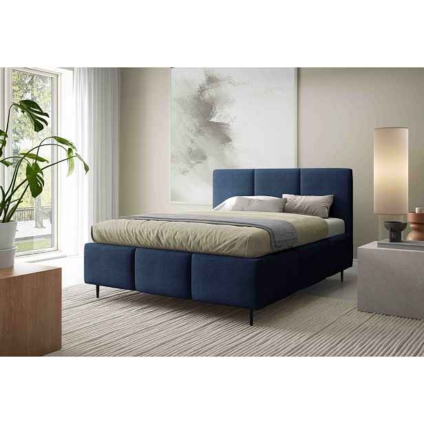 Manželská postel 180x200 VIONA LEG s úložným prostorem - modrá
