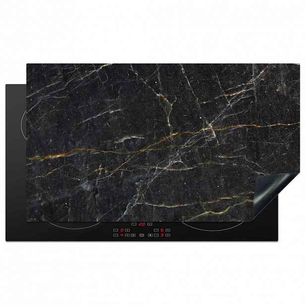 MuchoWow KRYT NA INDUKČNÍ DESKU Mramor - Černá - Zlatá - Šedá - Mramorová struktura 91.2x52 cm