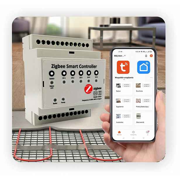 Regulátor podlahového vytápění Zigbee Plus – 5 zón