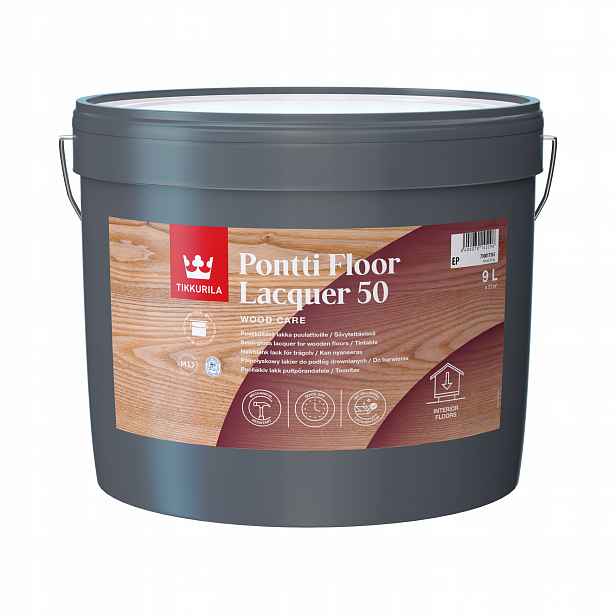 Tikkurila Pontti Floor Lacquer 50 9 L Bezbarvý Pololesklý Lak Na Podlahy