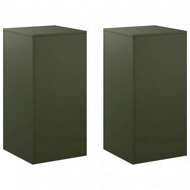 vidaXL Stojan na rostliny 2 pcs Olivově zelená 40 x 40 x 80 cm Ocel