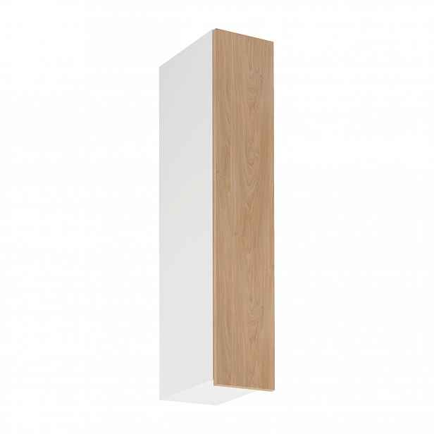 Vysoká horní kuchyňská skříňka SALERNO - šířka 20 cm, bílá / dub, pravé provedení