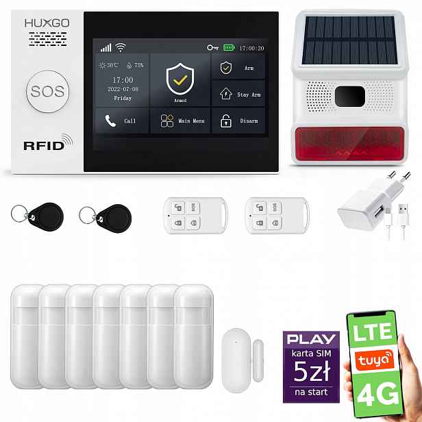 Bezdrátový alarm WiFi Gsm 4G, Tuya, sada alarmu Huxgo HXA007 R7BS