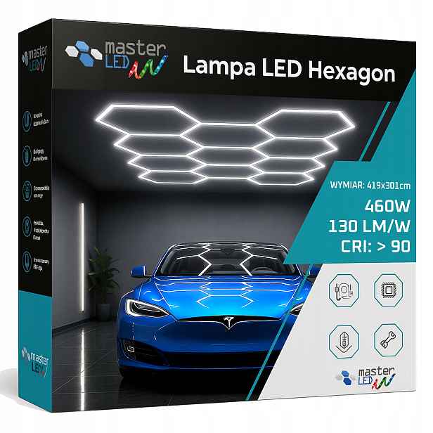 Hexagon Led lampa 419 x 301 cm XXL stropní panel osvětlení do garáže