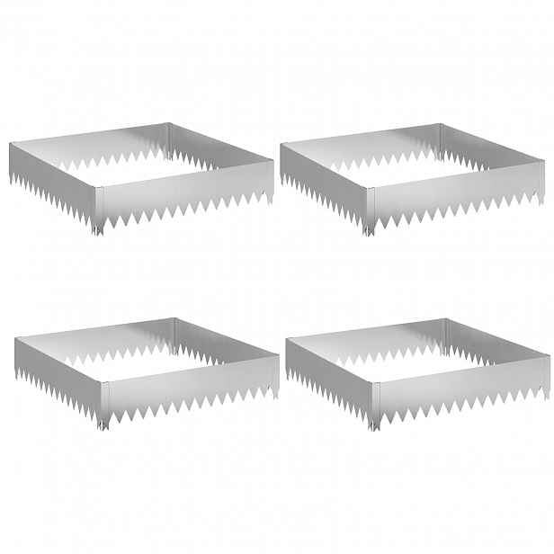 vidaXL Okraj trávníku 4 ks 100 x 100 x 20 cm Ocel Stříbrná