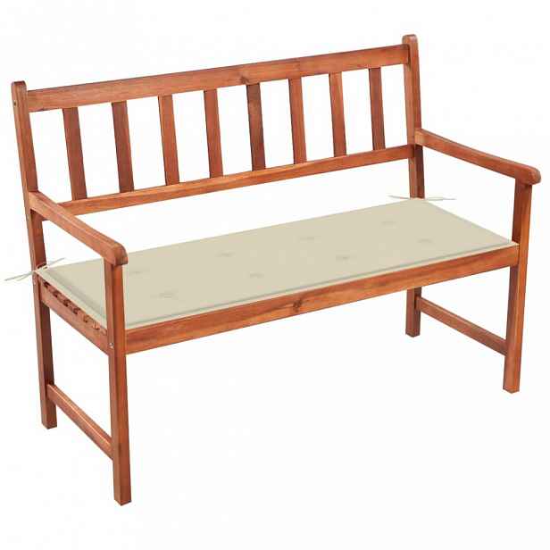 Zahradní lavice s poduškou 120 cm Krémová