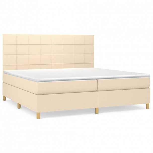 vidaXL Box spring postel s matrací krémová 200x200 cm textil