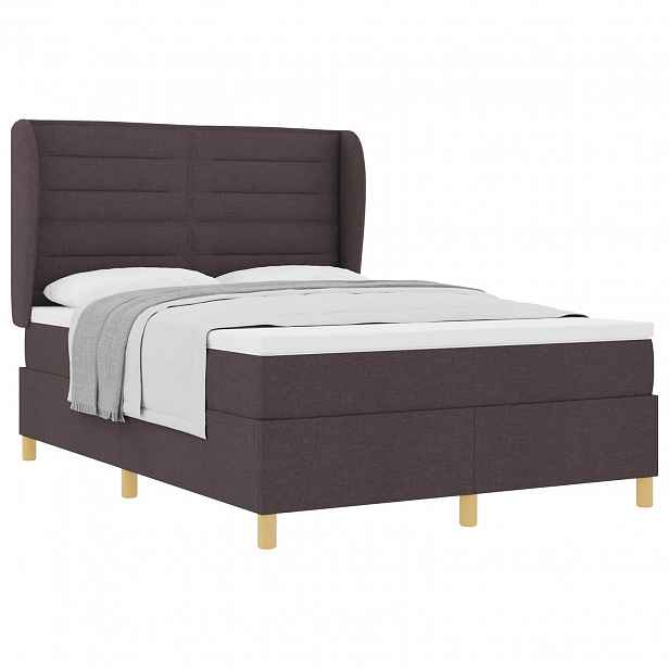 vidaXL Postel s boxspringem s matrací Tmavě hnědá 200 x 140 cm textil