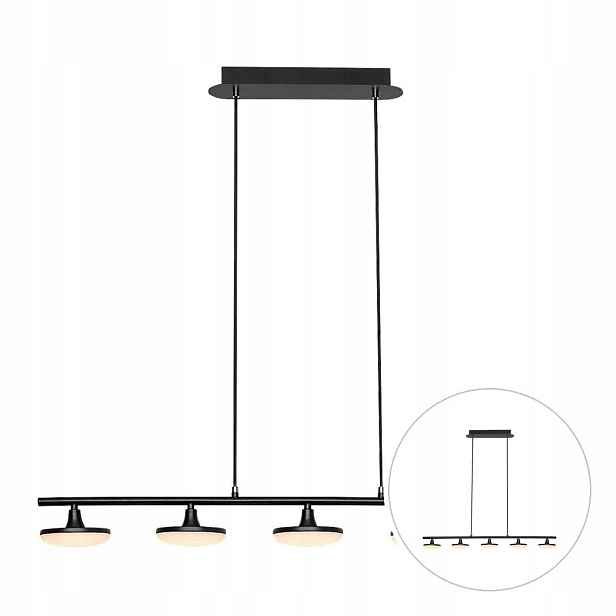 Závěsná lampa Černá Moderní Led 20W Teplá bílá 5 zdrojů Madi Rabalux