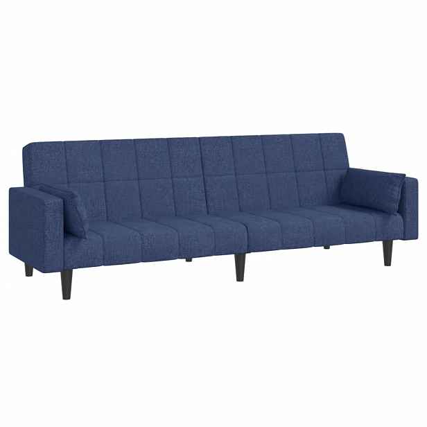 vidaXL 2místná rozkládací pohovka se 2 polštáři modrá textil