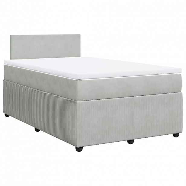 vidaXL Box spring postel s matrací světle šedá 120 x 200 cm samet