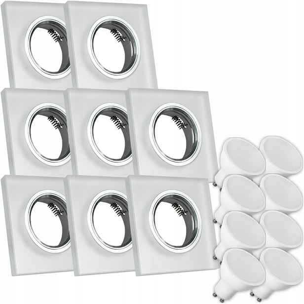 8X Skleněná Lampička Moderní Svítidlo Čtverec Silné Sklo 5W Led Žárovka
