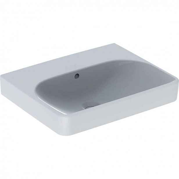 Geberit Smyle Square - Umyvadlo 55x44 cm, s přepadem, bez otvoru pro baterii, bílá 501.574.00.1