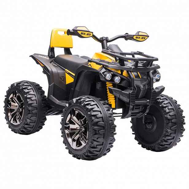 HOMCOM ELEKTRO-QUAD Dětská čtyřkolka se světlometem, dětská motorka s USB portem, žlutá