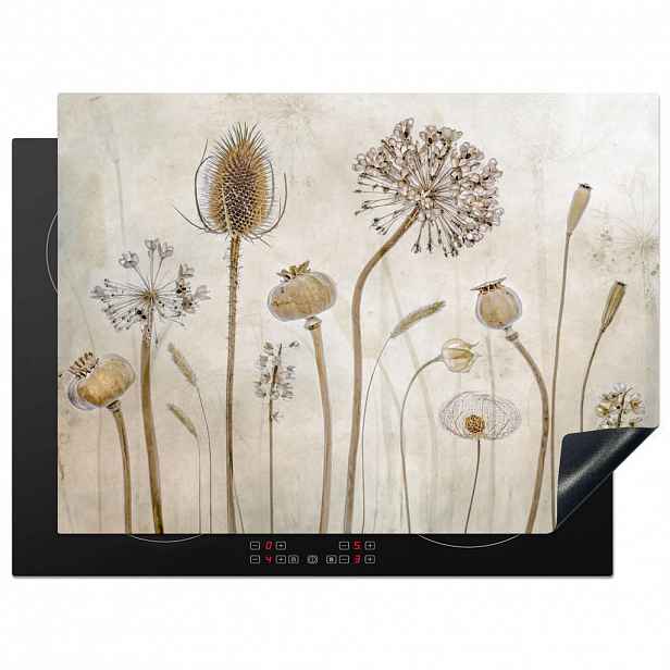 MuchoWow KRYT NA INDUKČNÍ DESKU Květiny - Akvarel - Zátiší - Hnědá - Vintage 71x52 cm