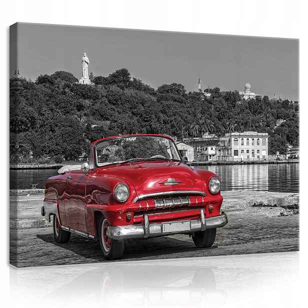 Obraz 80x60 Červený kabriolet klasický retro automobil elegance nostalgie