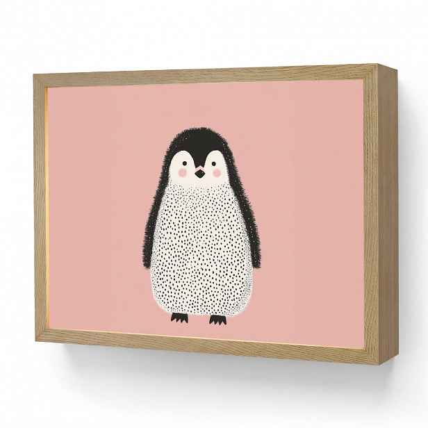 OnlyWow DOBÍJECÍ NOČNÍ LAMPIČKA Tučňák - Tečky - Minimalistický - Růžový 40x30 cm