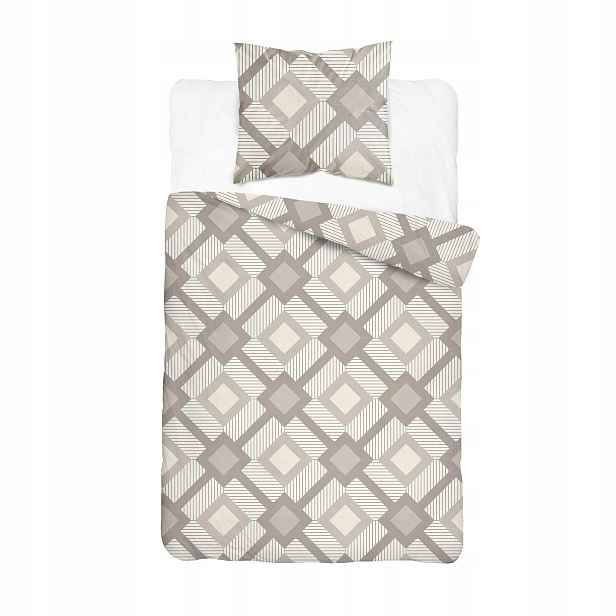 Povlečení 140x200 bílá béžová s geometrickými kosočtverci Home Satin
