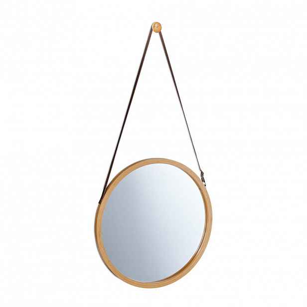 Relaxdays ZRCADLO Přírodní kulaté bambus závěsné 38 cm