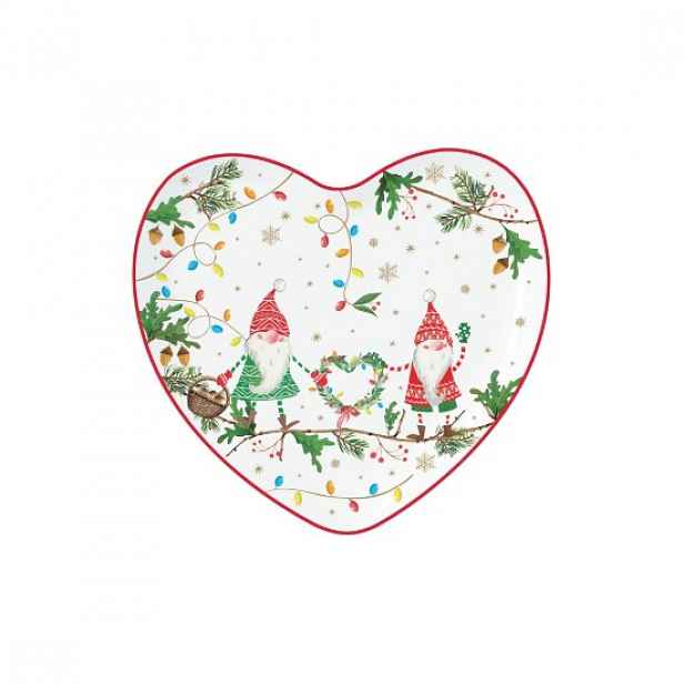 Talíř ve tvaru srdce, porcelán, 20x19cm, "READY FOR CHRISTMAS" - Easy