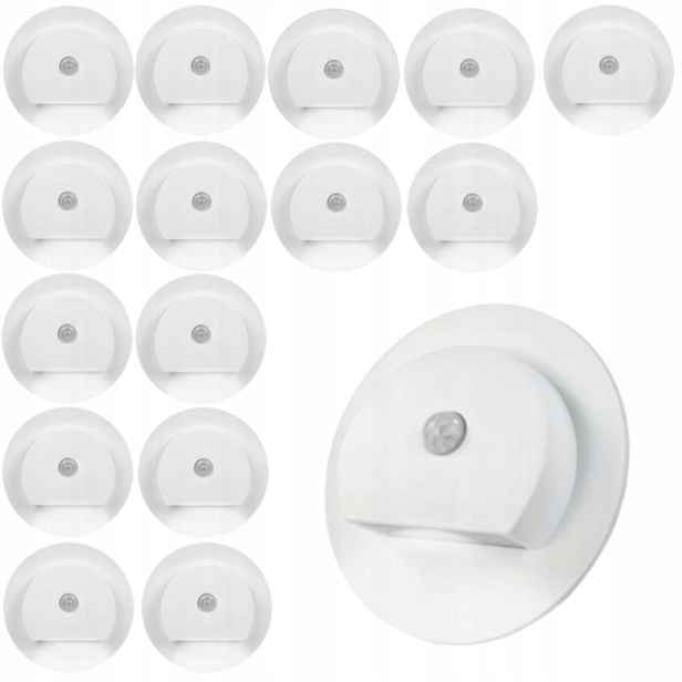 16X Schodišťová Lampa Bílá Led 230V Senzor Pohybu Soumraku Neutrální Barva