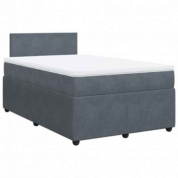 vidaXL Box spring postel s matrací tmavě šedá 120 x 200 cm samet