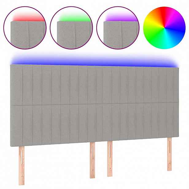 vidaXL Čelo postele s LED světle šedé 200x5x118/128 cm textil