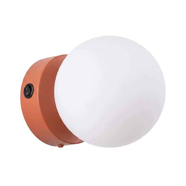 Nástěnná lampa Yoli okrová červená s vypínačem Lampa na zeď Kulka Sollux