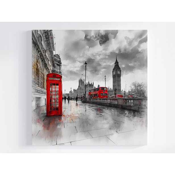 Obraz Na Plátně Canvas Londýn Big Ben Telefonní Budka Bus 50x50