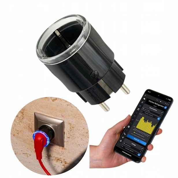 Shelly Plug S Gen3 Black – chytrá Wi-Fi zásuvka, černá, chytrý dům