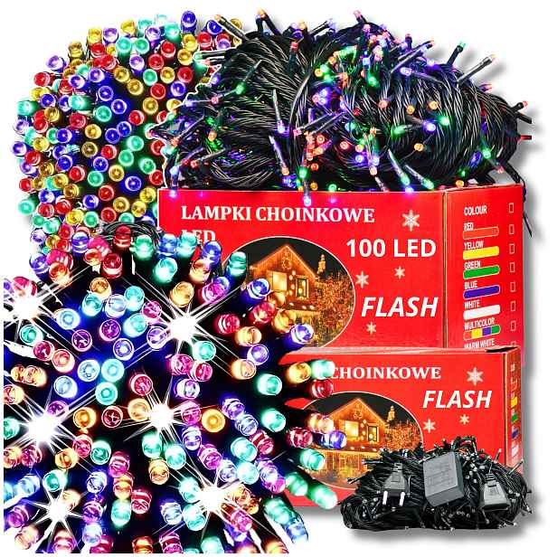 Vánoční Osvětlení Na Stromeček 100 Led Multicolor Pevné Multi Flash Bílý Blesk Na Vánoce