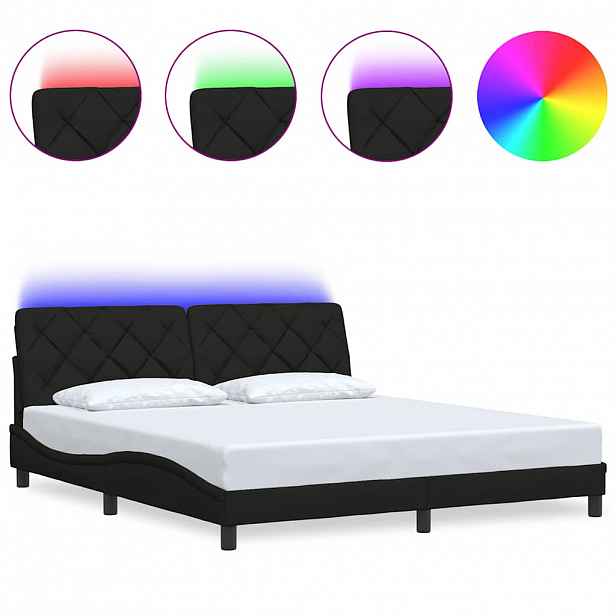 vidaXL Rám postele s LED bez matrace černý 180x200 cm Látka